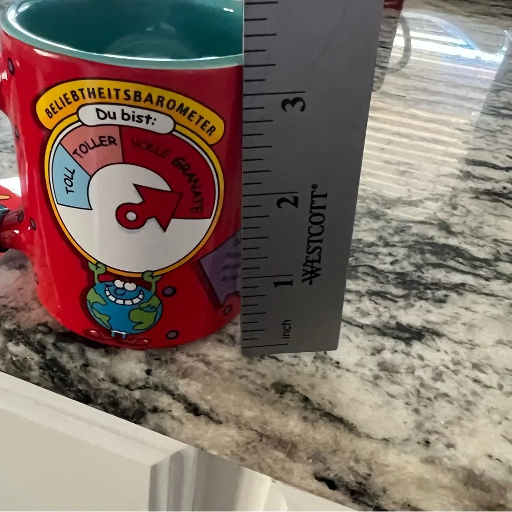 Vintage collectors mug 30 year birthday celebration in German 2002 colorful, red